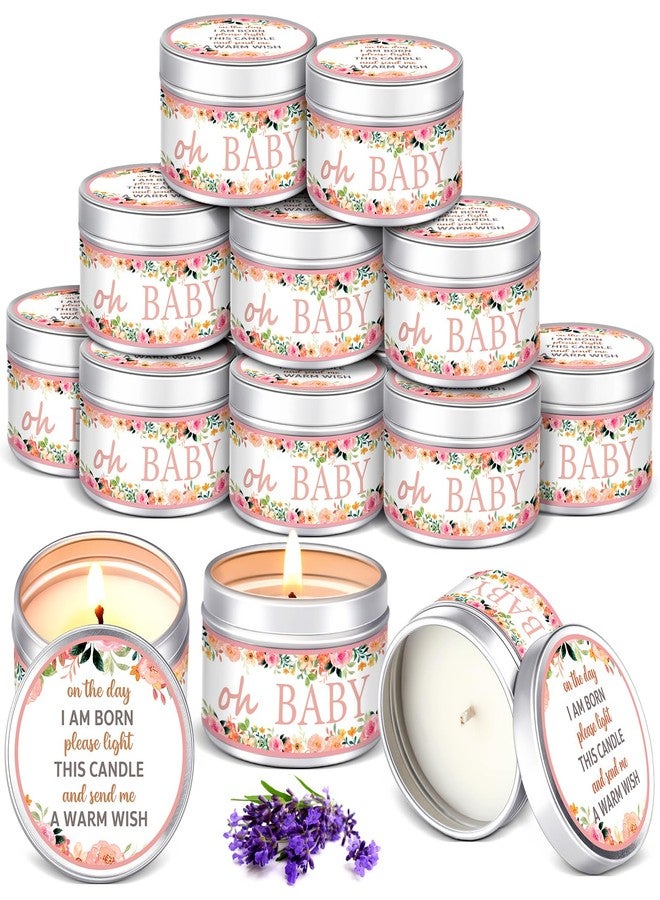 Funtery 12 Pcs Baby Shower Party Favors for Guests Baby Shower Candles Lavender Scented Candle Rustic Tealights Candles Gender Reveal Return Gifts(Floral) - Image 1